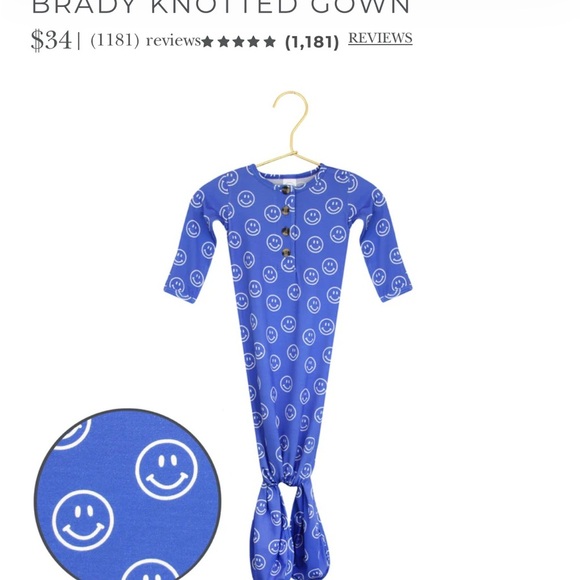 Blue Smiley Face Knotted Gown by LouLou NWOT - Picture 1 of 8
